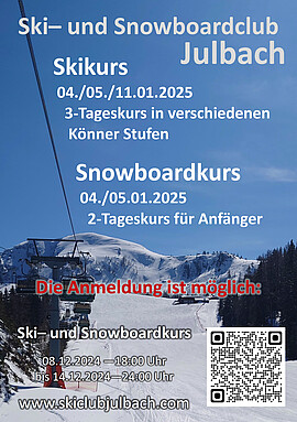 Banner Anmeldung Ski- und Snowboardkurs 2024/25